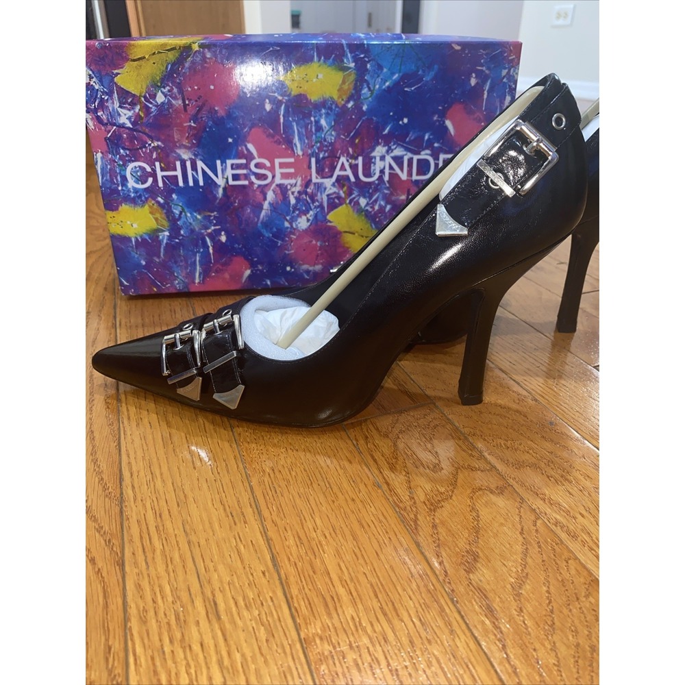 Chinese Laundry‎ Pointed Toe Pointy Buckle Heel Size 10M Style Shout Black